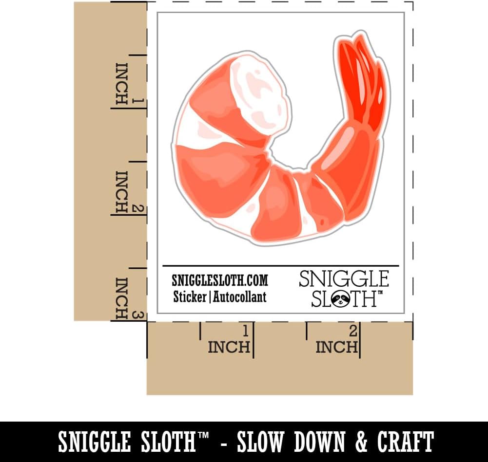 Sniggle Sloth Set 5 Pack 2.0" Headless Cooked Cocktail Shrimp Prawn Waterproof Vinyl Phone Tablet Laptop Water Bottle