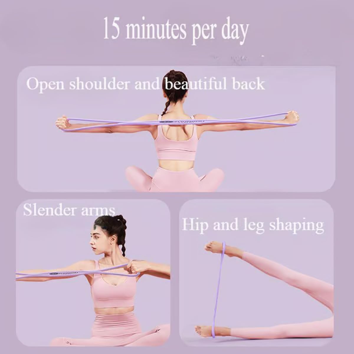 Resistance Bands, Figure 8 Exercise Bands with Handles for Women and Men, Elastic Stretch Bands for Working Out, Full Body Training, Arm, Chest, Shoulder, Yoga (15lbs+25lbs+35 lbs)