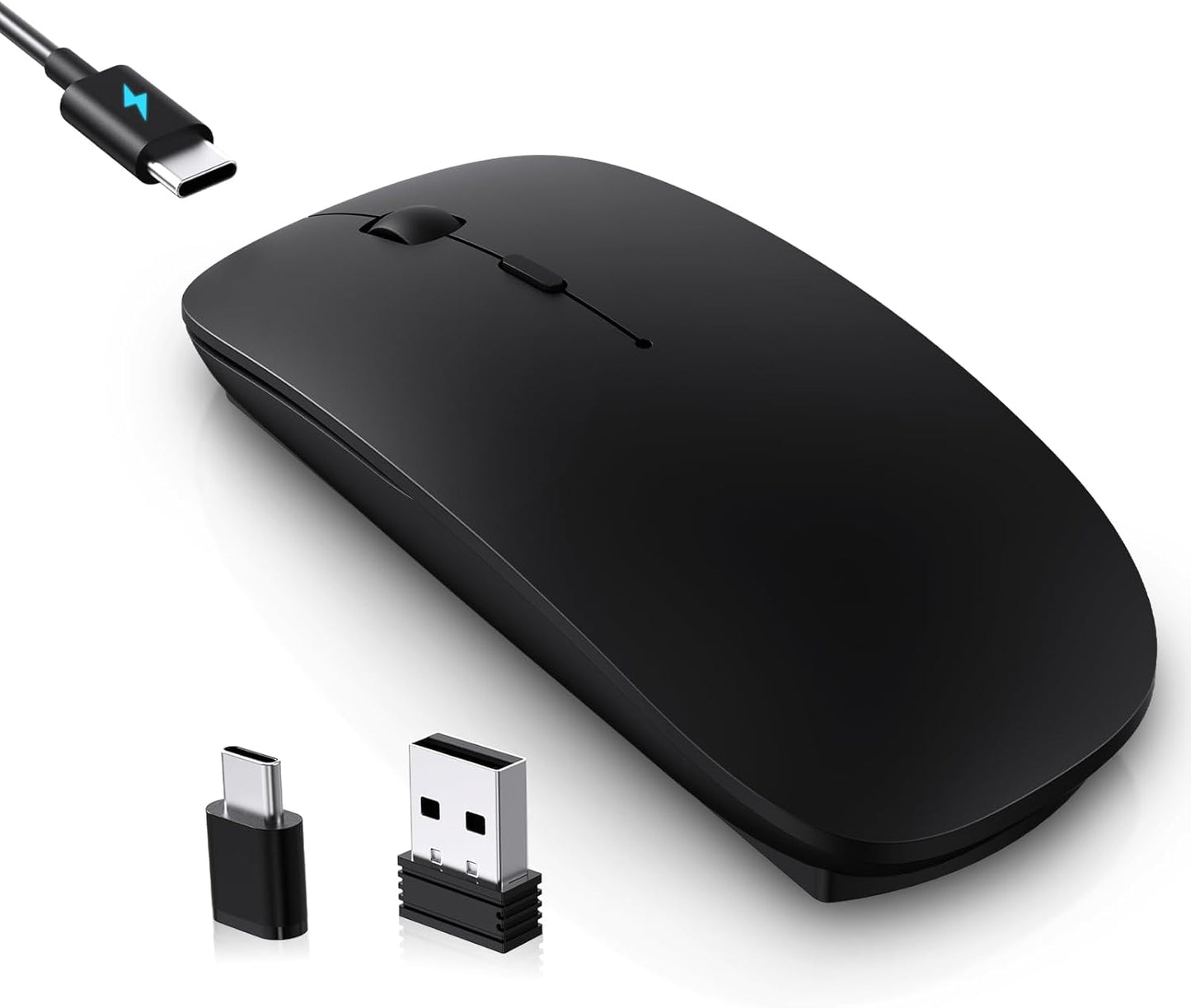 cimetech Rechargeable USB C Mouse, Type C Wireless Mice for MacBook Air, USB-A & Type-C Receiver, Portable Lightweight