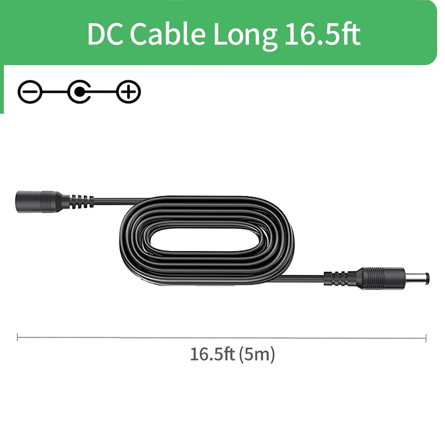 Security-01 5M 16FT 5.5mm 2.1mm,for (Pack 2) DC Power Extension Cable x CCTV Camera IP WiFi Camera,DVR,LED Strip,DC