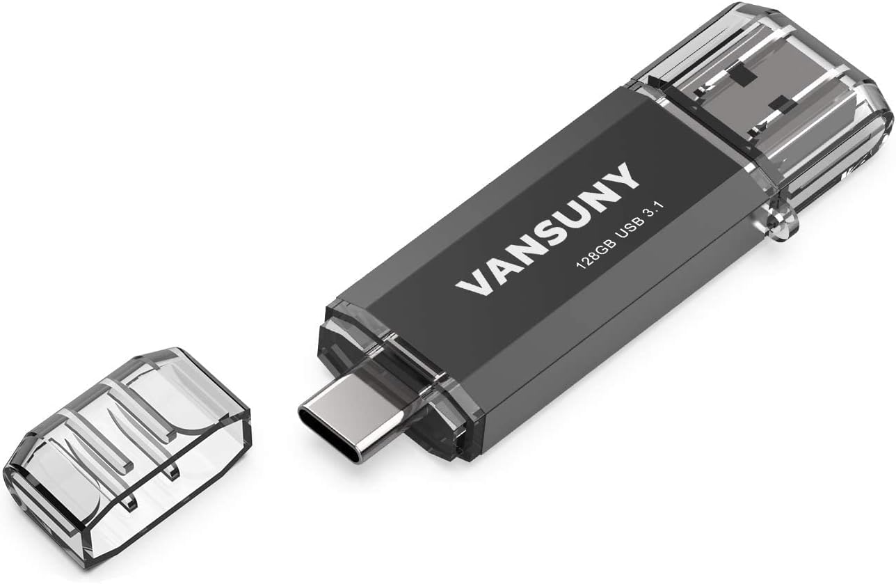 Vansuny 128GB 150MB/s 3.1 2 1 Type C Flash Drive Upgraded USB Flash Drive in OTG USB A + Tape C Memory Stick