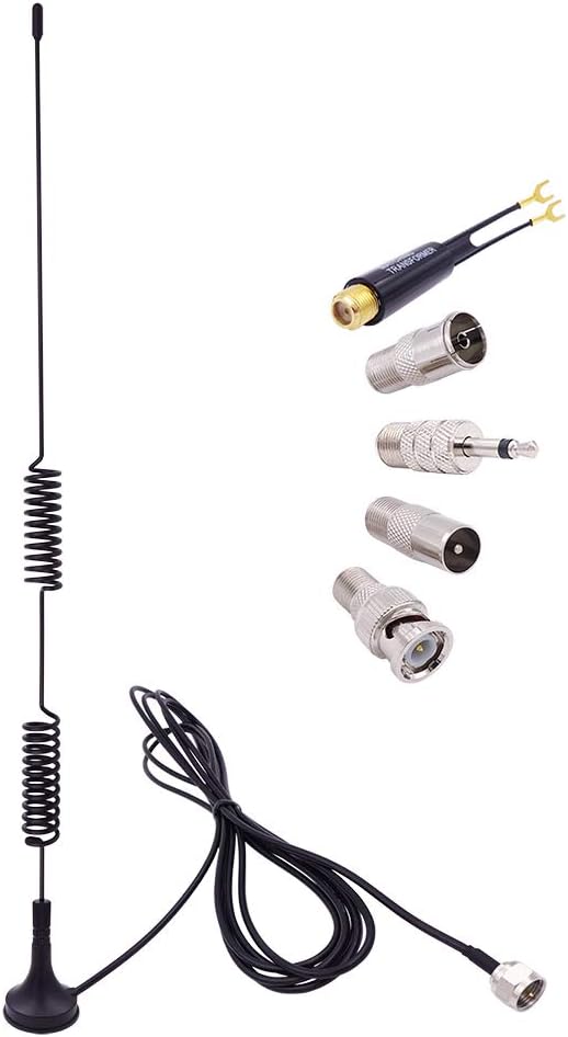 Fancasee 75 3.5mm 75 300 Universal FM Antenna Magnetic Base Ohm Screw F Male Plug with PAL BNC & to Ohm Adapter