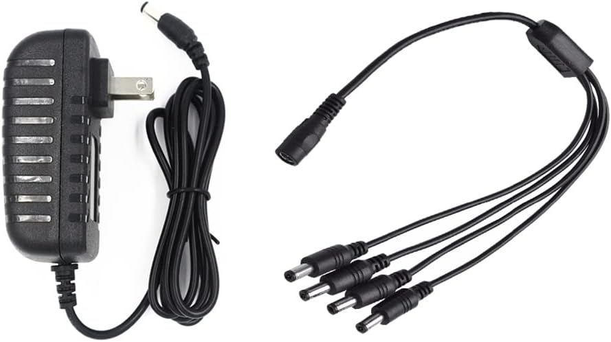 Lile2Liwn 4-Way Camera Power Adapter with Power Splitter for CCTV Home Security Camera Surveillance System