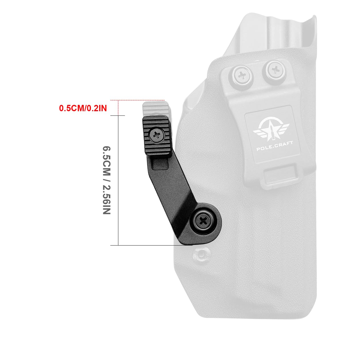 POLE.CRAFT Holster Claw Kit for IWB Kydex & Tuckable Holsters - Inside Waistband Wing Modwing - Adjustable Depth & Angle - Black, Right Hand