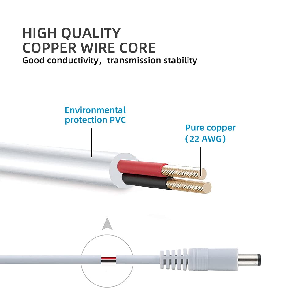 Sqlszt 100 12V 2.1mm 5.5mm DC Power Adapter Extension Cable feet Power Adapter Extension Cable x Compatible with DC