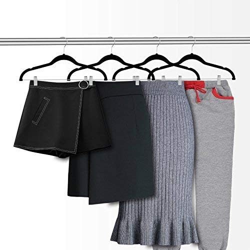 OIKA Black Velvet Hangers - Non-Slip Space-Saving Pants Hangers with Clips | 16.7-Inch, 20 Pack