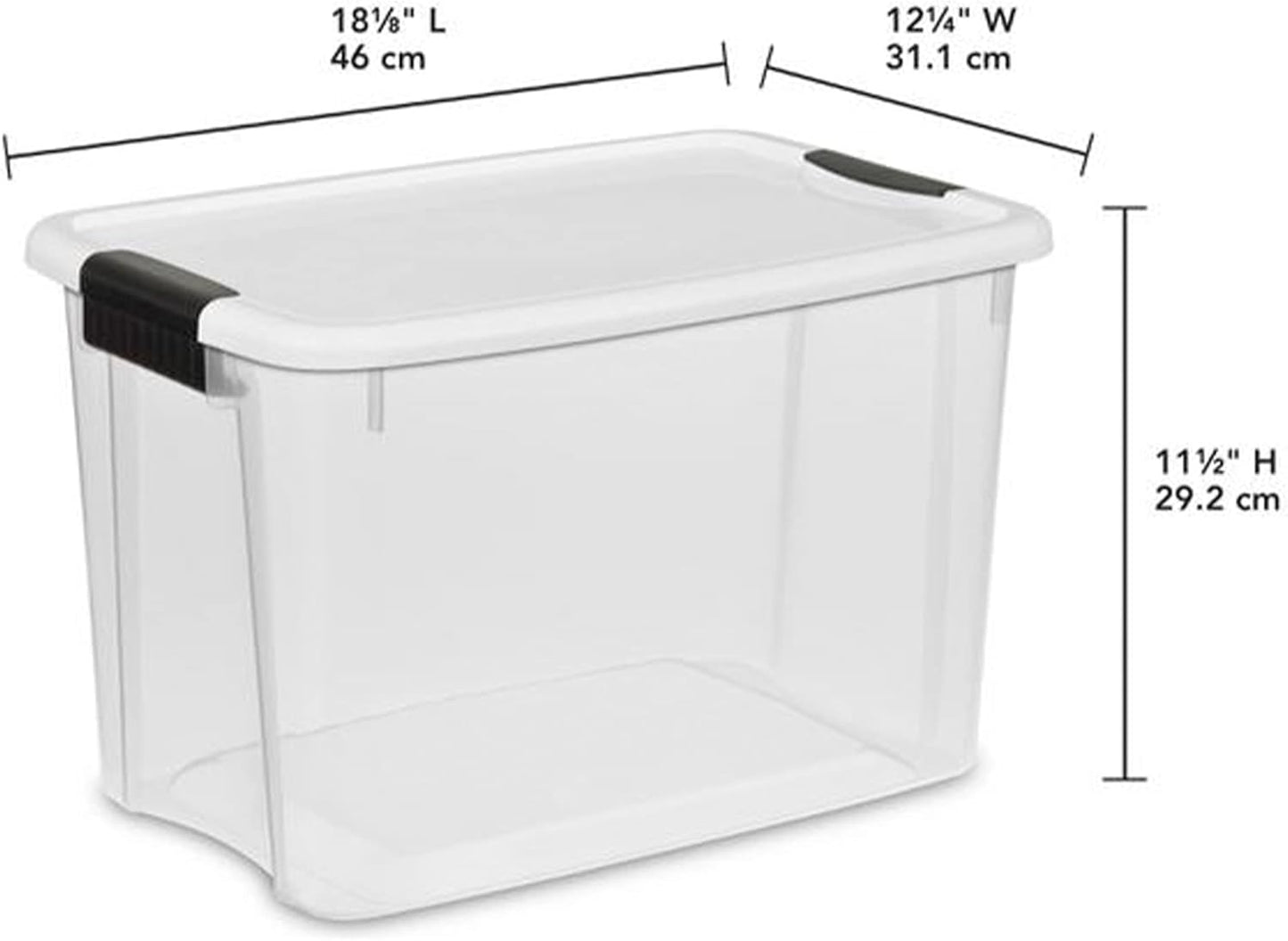 Sterilite Clear Plastic Storage Containers - Stackable 30 Quart & 18 Quart Bins with White Latching Lid | Organizing Solution (6 Pack)