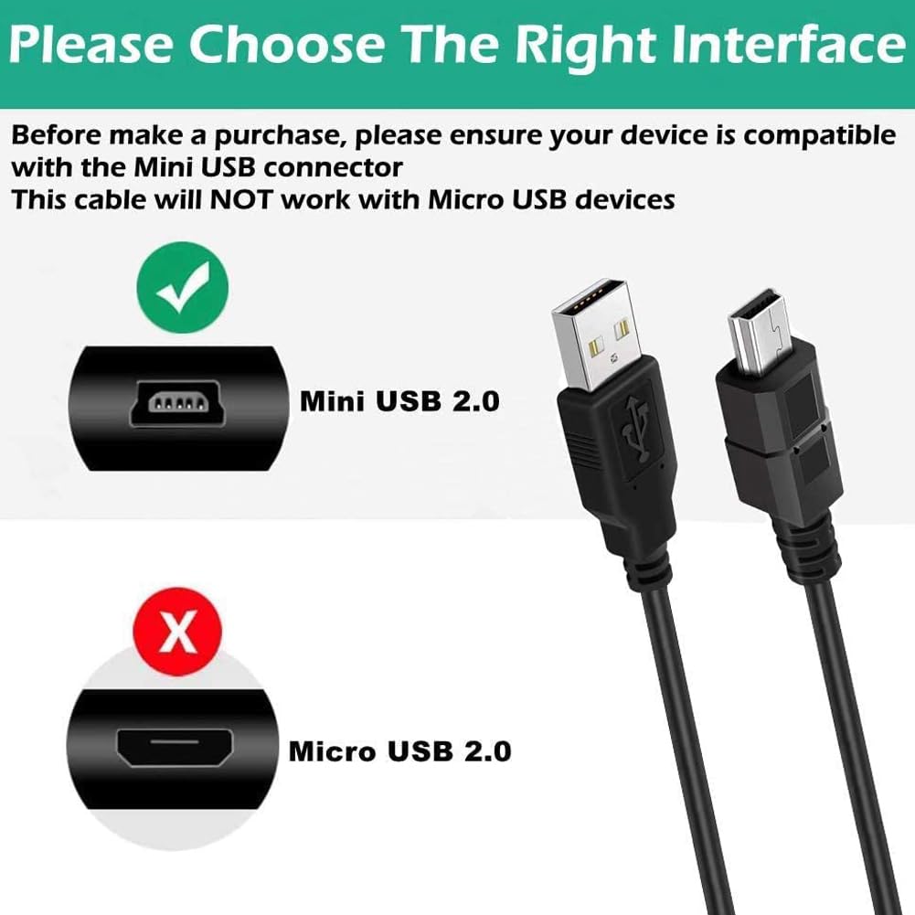 BATSOEASY 10ft 2 Pack 10ft 2.0 PS3 MP3 Mini USB Cable, USB to Mini B Charger Cable Charging Data Cord Compatible