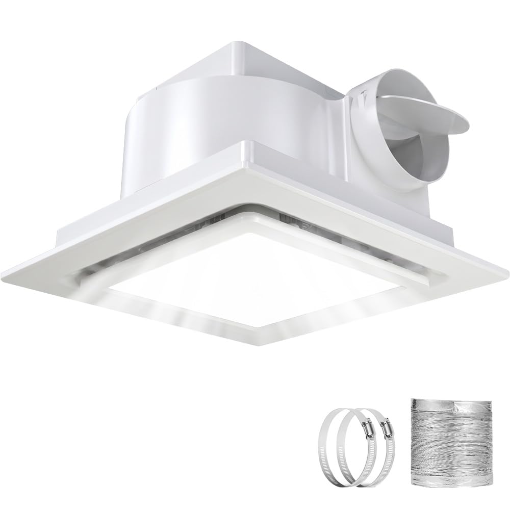 RLOZUI Bathroom Exhaust Fan with Light, 120 CFM Quiet Ventilation Fan with 6500K 1200LM LED Light, 1.0 Sones, 4" Duct, Mounting Opening 8.3"x8.3", Ceiling Mount Vent Fan for Bathroom Office Home
