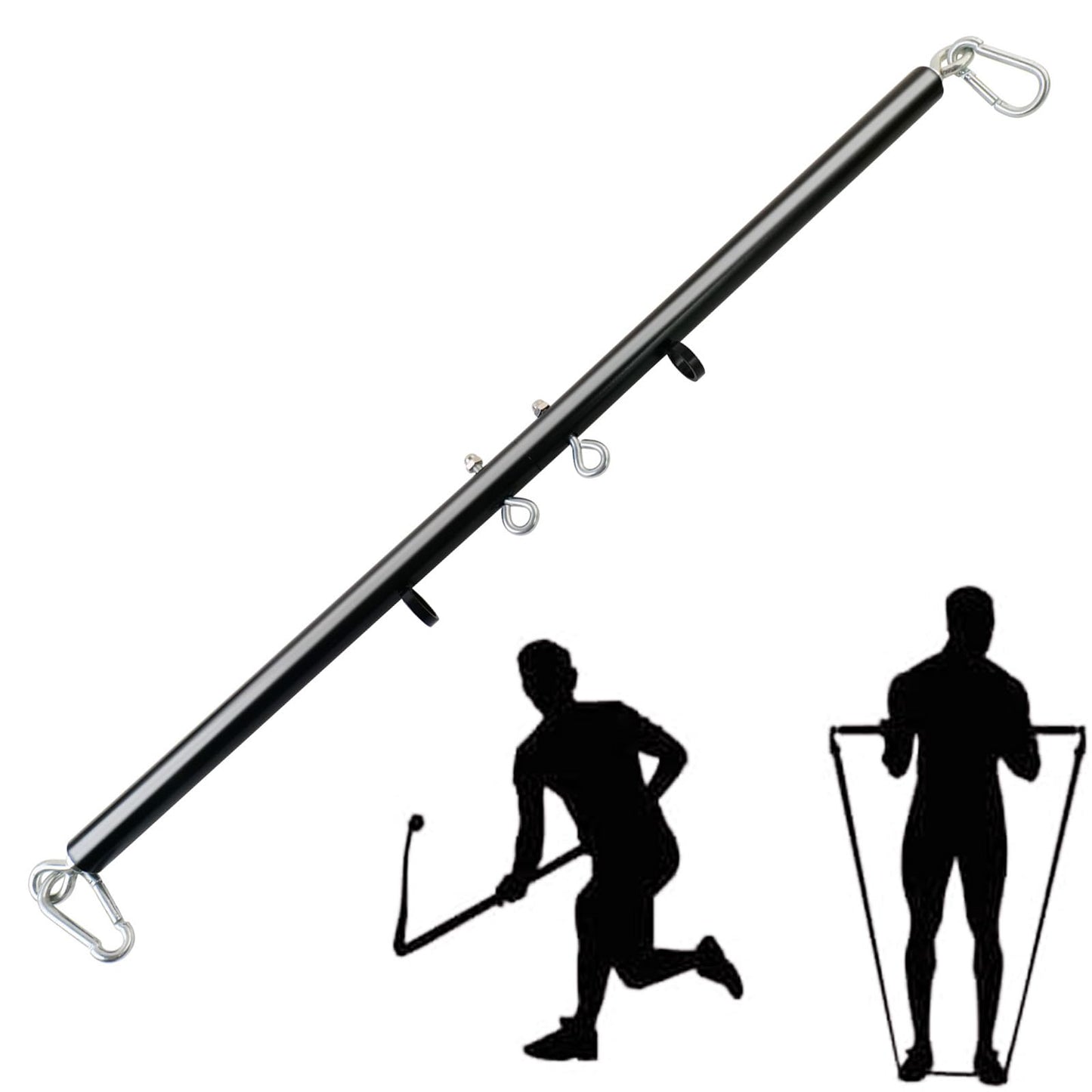 3 in 1 Heavy Duty Stainless Steel Expandable Black Spreader Bar,Workout Bar for Home Gym Training Bar,Portable Detachable Pilates Kit