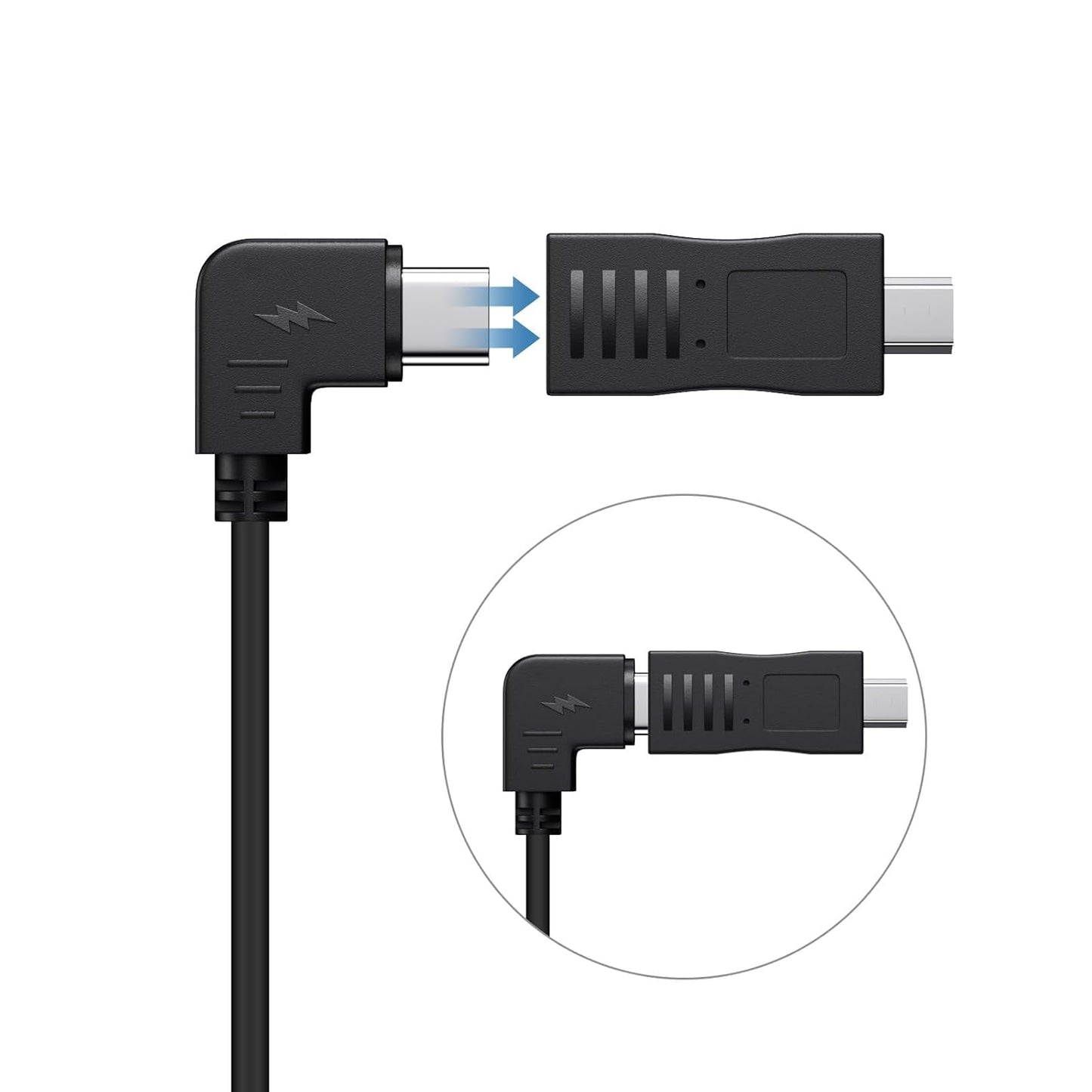 R2-4K, 11.5 USB C Dash Cam Cable for Rove ft Power Cord for REDTIGER Car Dashboard Camera, with Mini USB Adapter