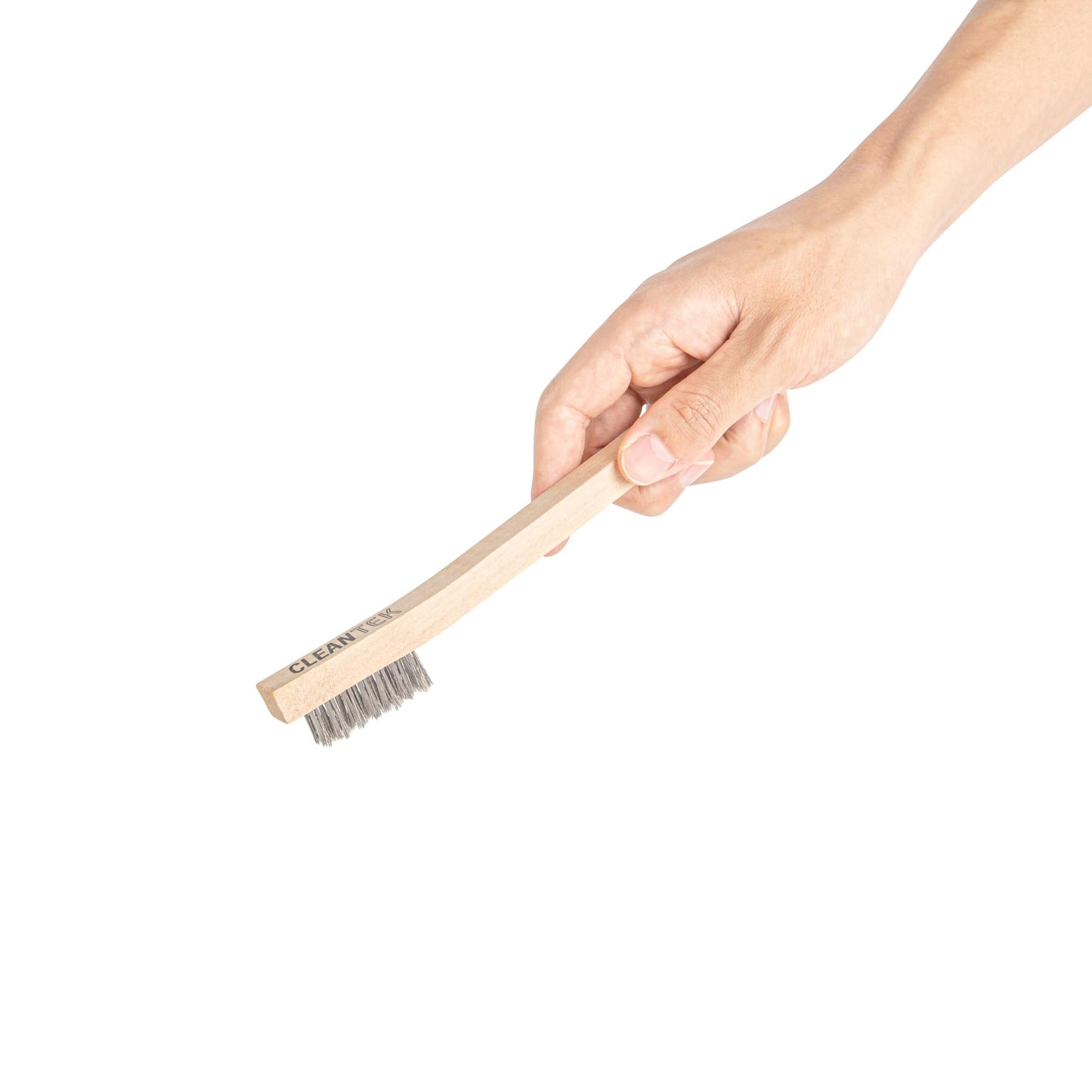 Restaurantware-Clean Tek Professional 7.87 Inch Oven Brush, 1 Heavy-Duty Pizza Stone Brush - Stainless Steel Bristles, Curved Handle, Wood, Scrapes Baked-On Grease, for Bakery Oven