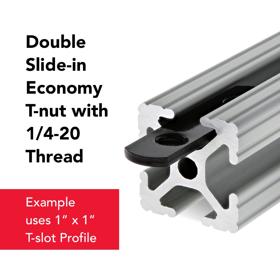 8020, 3280, 10 Series 1/4-20 1/4 Double Threaded Slide in Economy T-Nut Steel T-Slot Accessories for 80/20 Aluminum Extrusion Hardware Nuts (100 Pack)