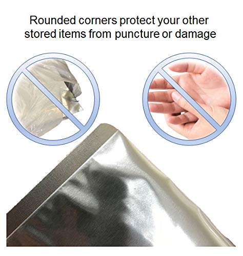 PackFreshUSA: 2-Quart (8" x 12" x 4") Seal-Top Stand-Up Mylar Pouch Bags for Long-Term Food Storage - Premium Century 7 Mil Thick/Side - Heat Sealable - Round Corners - Free Guide - Pack of 100