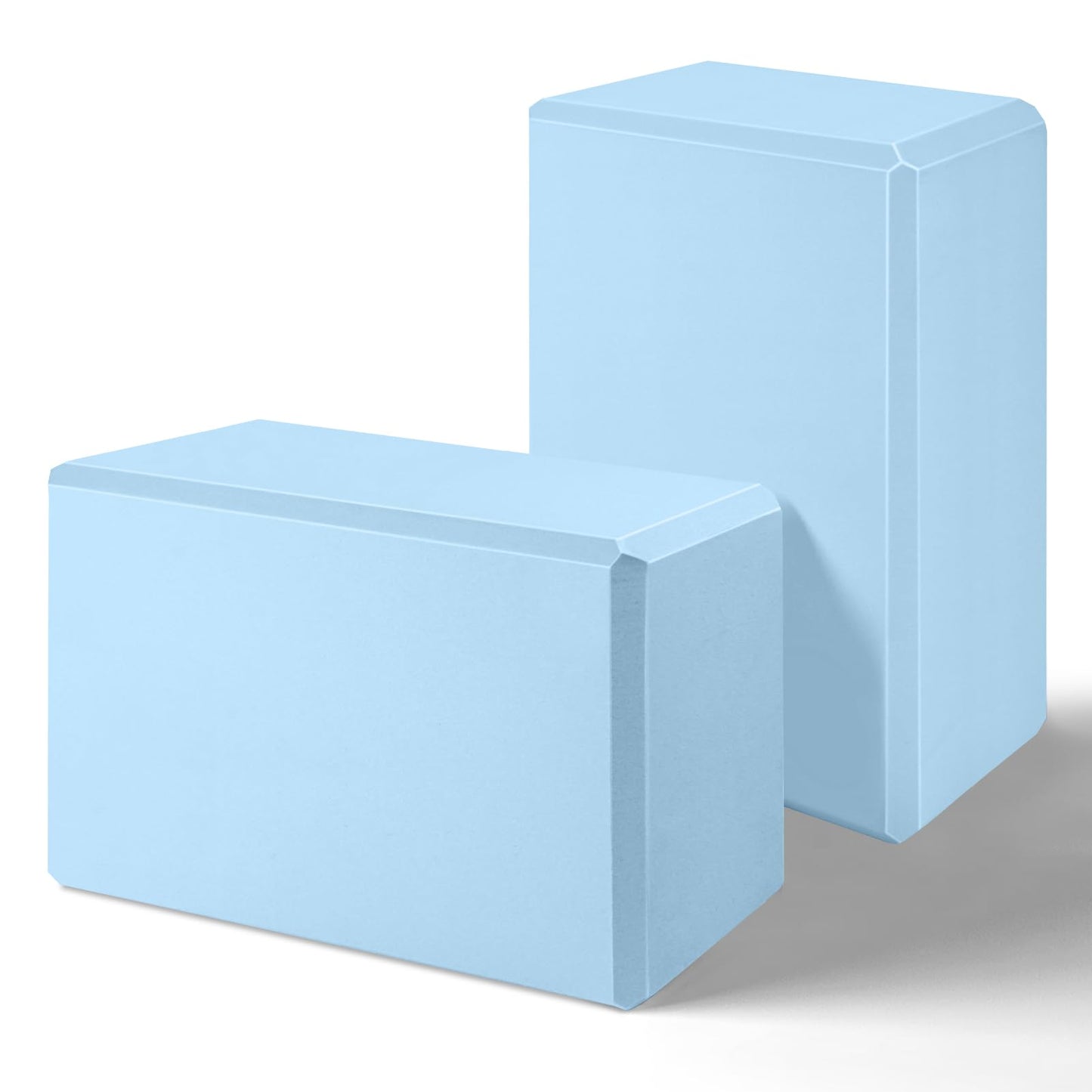 Yoga Blocks 2 Pack 3x6x9IN Foam Block Supportive Latex-Free with Beveled Edges, Non-Slip Exercise Blocks for Pilates, Meditation, Balance, Stretching and Deep Poses(Sky Blue)