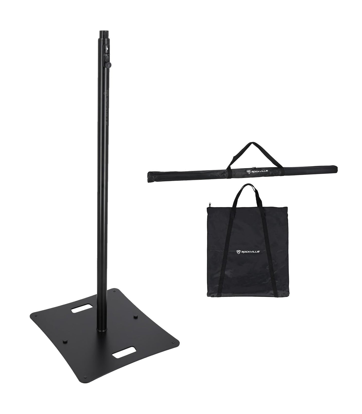 Rockville RLF2 10 Ft Multi-Purpose Speaker/Lighting/Projector Stand, Flat-Base, Air Cushion System, Tiltable Projector Tray, for DJs and Event Professionals