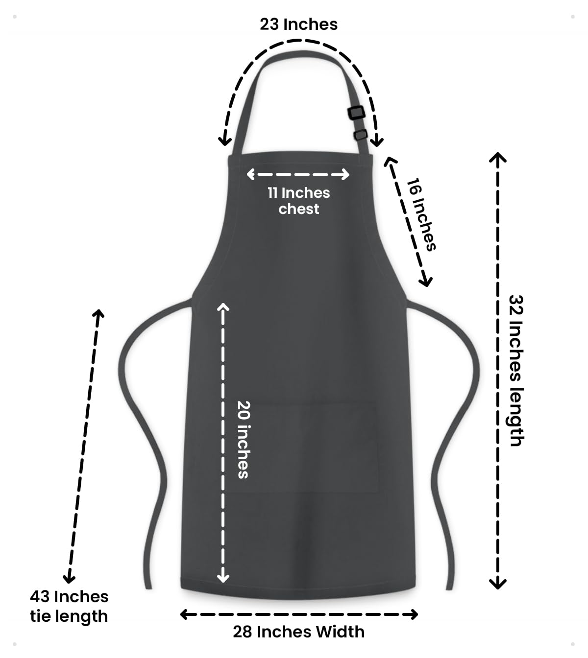 Adjustable Bib Apron 100% Polyester Kitchen Aprons Waterdrop Resistant Aprons with Adjustable Strap, Pockets & Long Ties