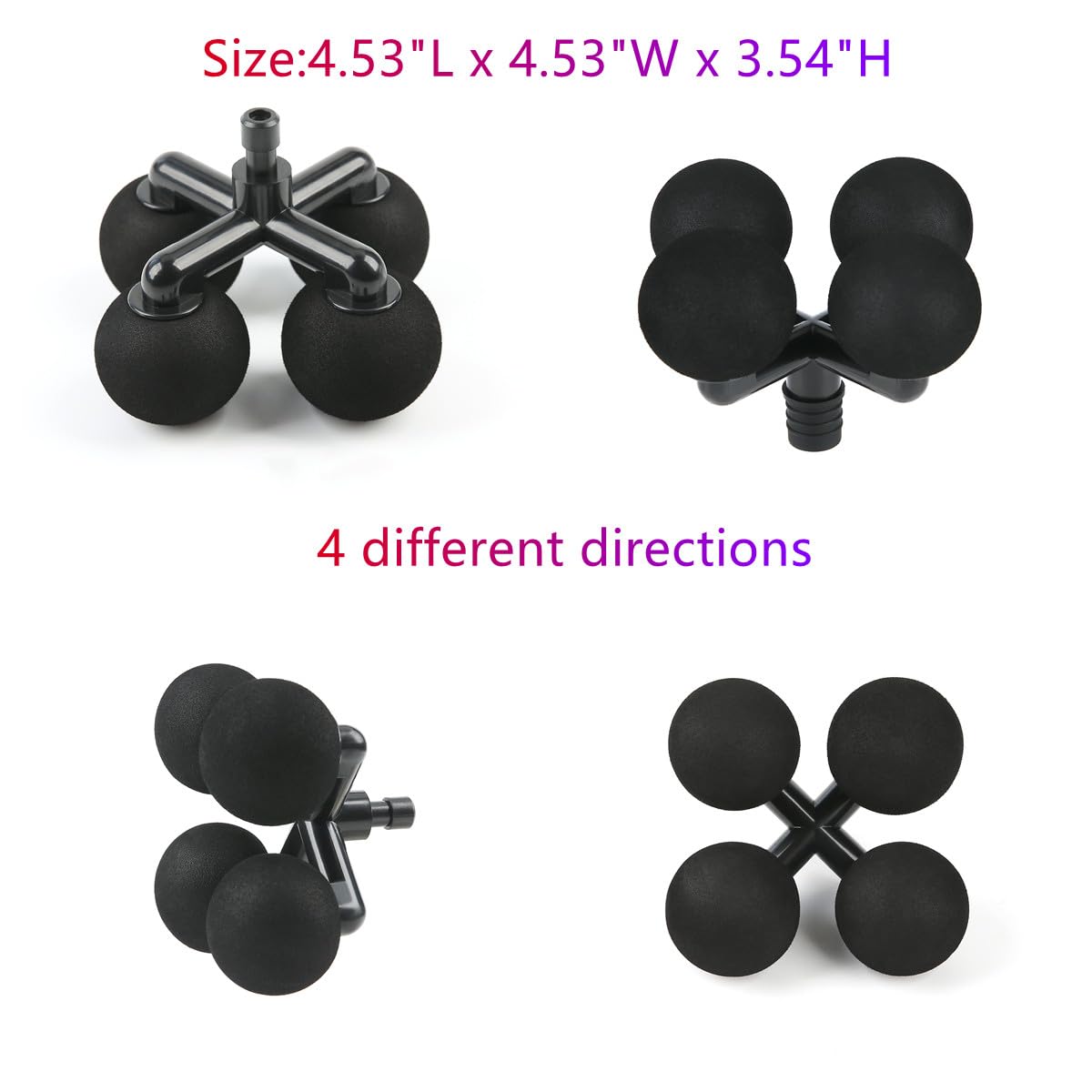 Falafale Massager Head with 4 Round Balls Massage Gun Soft Heads Replacement 4 Balls Massage Head with 3 Sizes Silicone Adapters