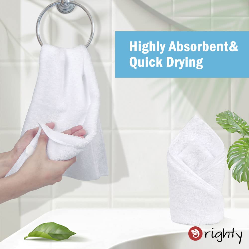 Orighty 6-Pack White Hand Towels - Quick Drying & Absorbent Microfiber Gym Towels 16x28 inches - Lightweight & Thin White Yoga Towel - Multi-Purpose Camping Towel for SPA, Hotel & Bathroom