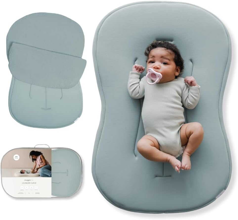 Snuggle Me® Baby Lounger - Premium Organic Cotton Infant Nest with Foam Core, Machine-Washable | Slate (0-6 Months)