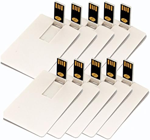 KLD Pack 10 (2GB, Wafer USB Bussiness Card Flash Drive Blank DIY Memory Stick Wholesale Bulk White)