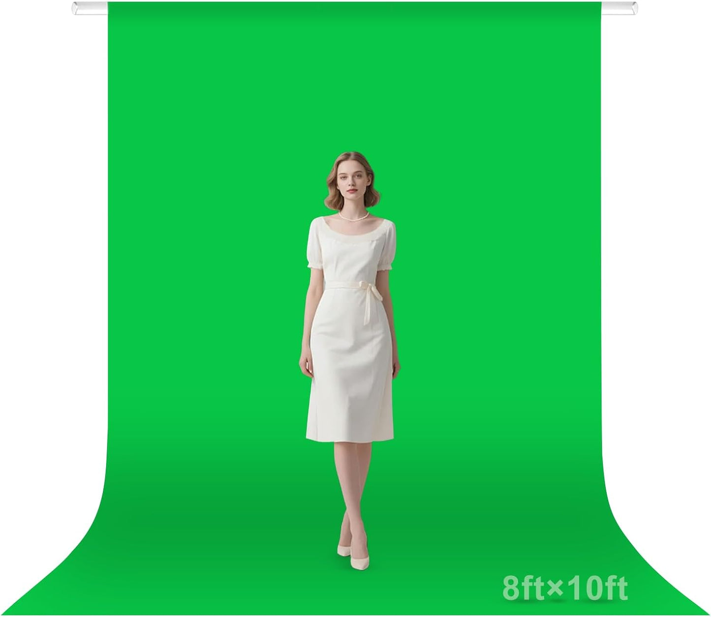 Qoolfoto 810FT Green Screen Backdrop, Photography Chromakey Greenscreen Background Sheet for Zoom Meeting, Polyester