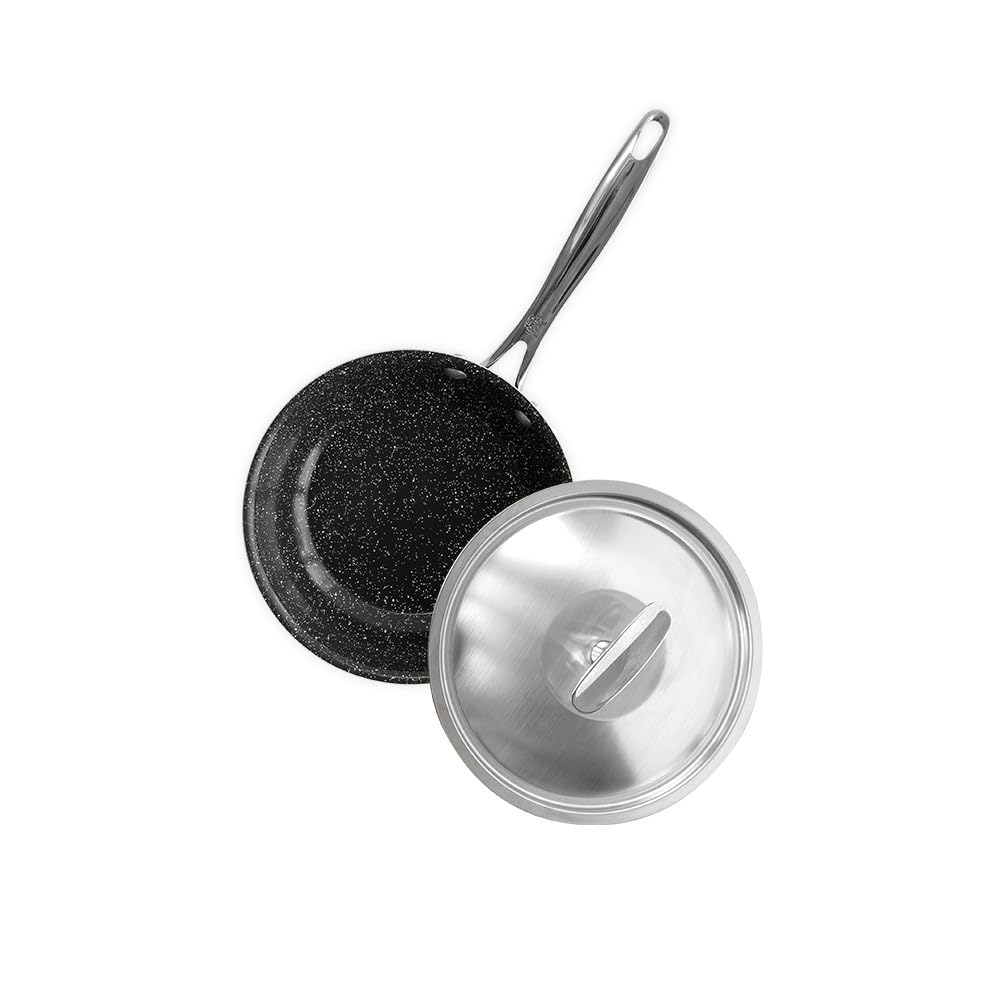 Nordic Ware Basalt Aluminum Saute Skillet and Lid Set, 8-Inch, Ceramic Coating