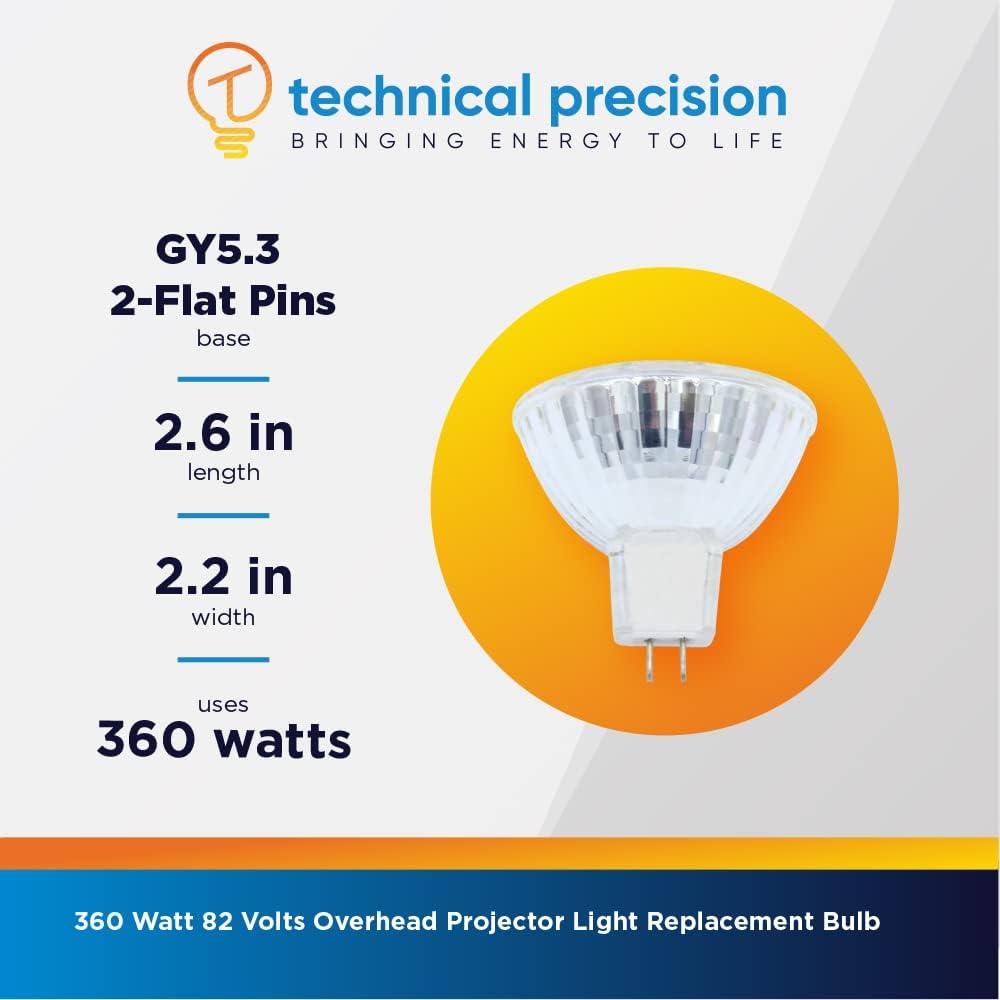 360W 82v Bulb GY5.3 02600 Bulb MR16 Bulb 2 Pack Enx Projector with Base - Overhead Projector Lamp Dichroic - Reflector