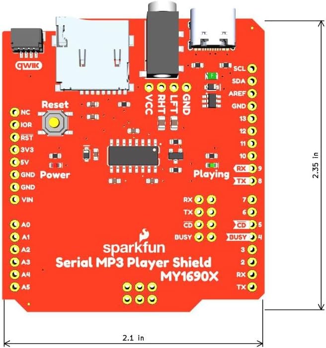 SparkFun MP3 MY1690X-16S Serial Player Shield