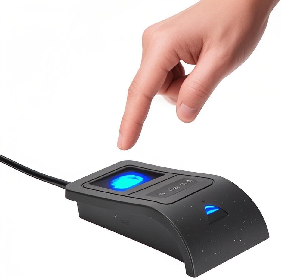 ZJchao 360 USB Fingerprint Reader Scanner, Mini Key Reader and Attendance Machine for with Calibration
