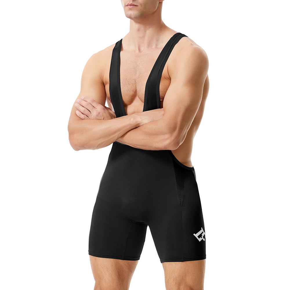 LORSPORTCH Men's wrestling Powerlifting Singlet Standard Active Sleeveless Bodysuit Uniform Leotard Jumpsuits Singlet Black Blue Red M