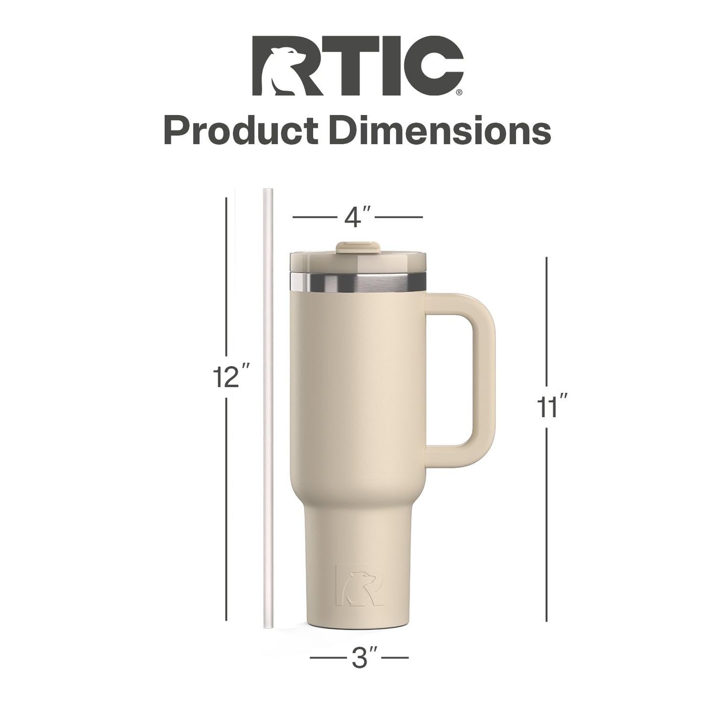 RTIC 30 oz Road Trip Tumbler Double-Walled Ceramic Lined InsulatedStainless Steel Portable Travel Coffee Mug Cup with Lid, Handle and Straw, Beach