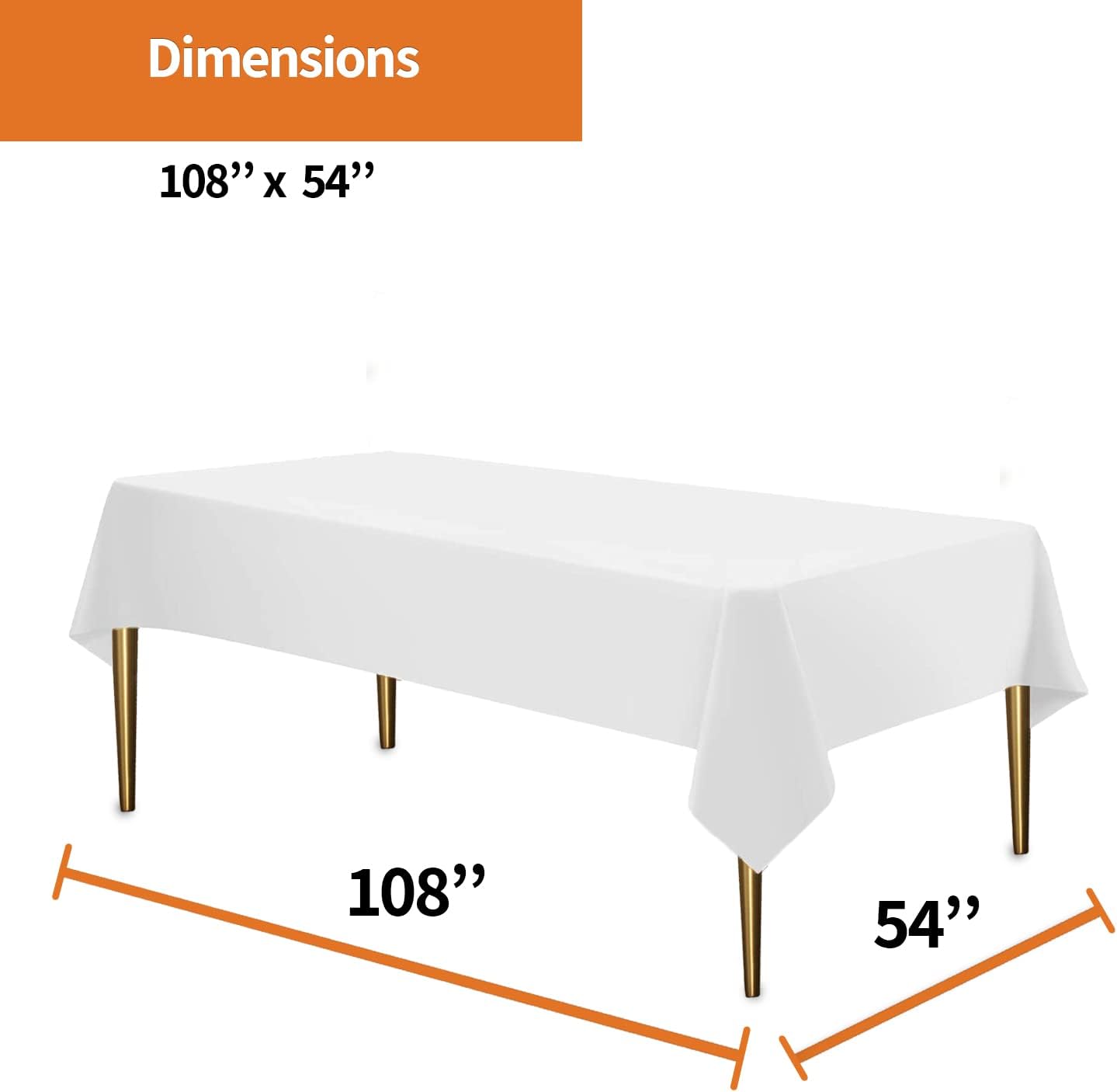 Party Dimensions White Disposable Plastic Tablecloths - 12 Pack for Rectangle Tables | 54 x 108 Inches, Perfect for Events & Weddings