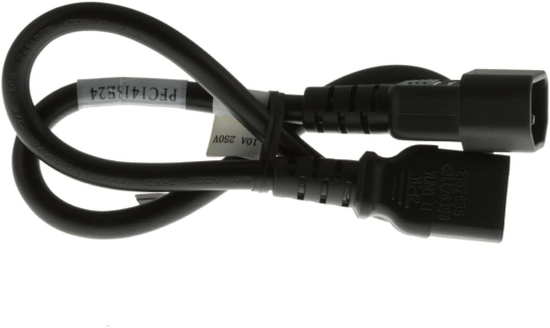 CablesAndKits 2ft C14 C13, 18 10A 250V AC Power Cord IEC to AWG, Computer Power Cable Extension for PC, Monitor