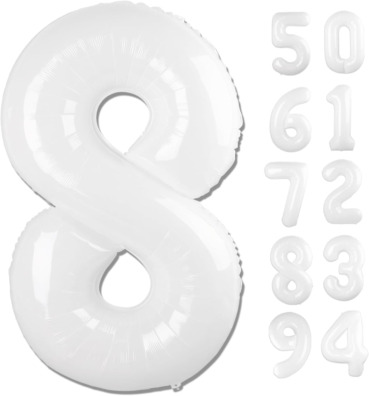 Skiennix 40-Inch White Number 8 Balloon - Translucent Birthday Decorations for Boys & Girls