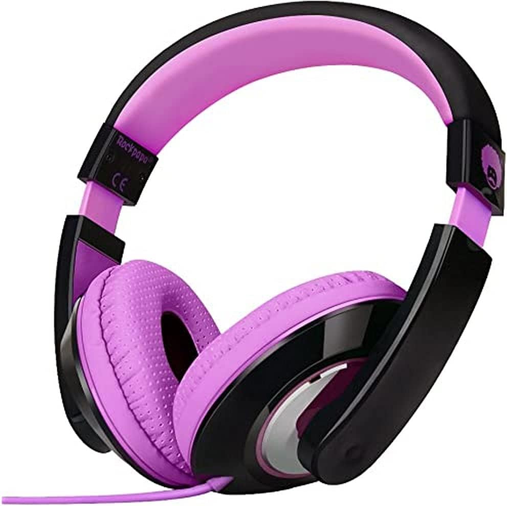 3.5mm 4.9ft rockpapa Comfort Kids Headphones for School, Lightweight Foldable Portable Childs Boys Girls Teens