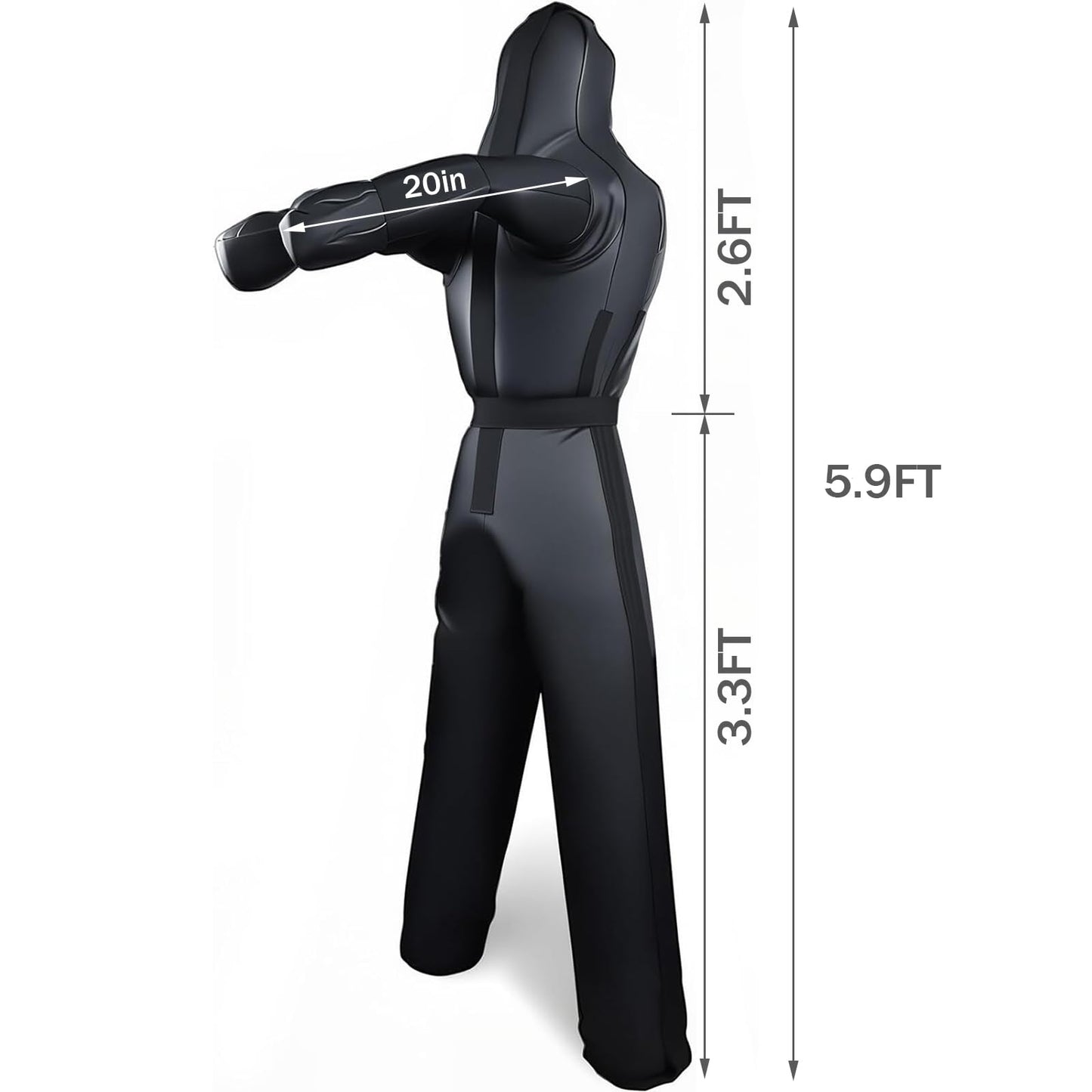 6FT Wrestling Dummy Grappling Dummy, Unfilled Hollow Design, Anti Burst Black Space Leather, MMA BJJ Training Equipment for Adults, Heavy Duty Martial Arts Practice Partner