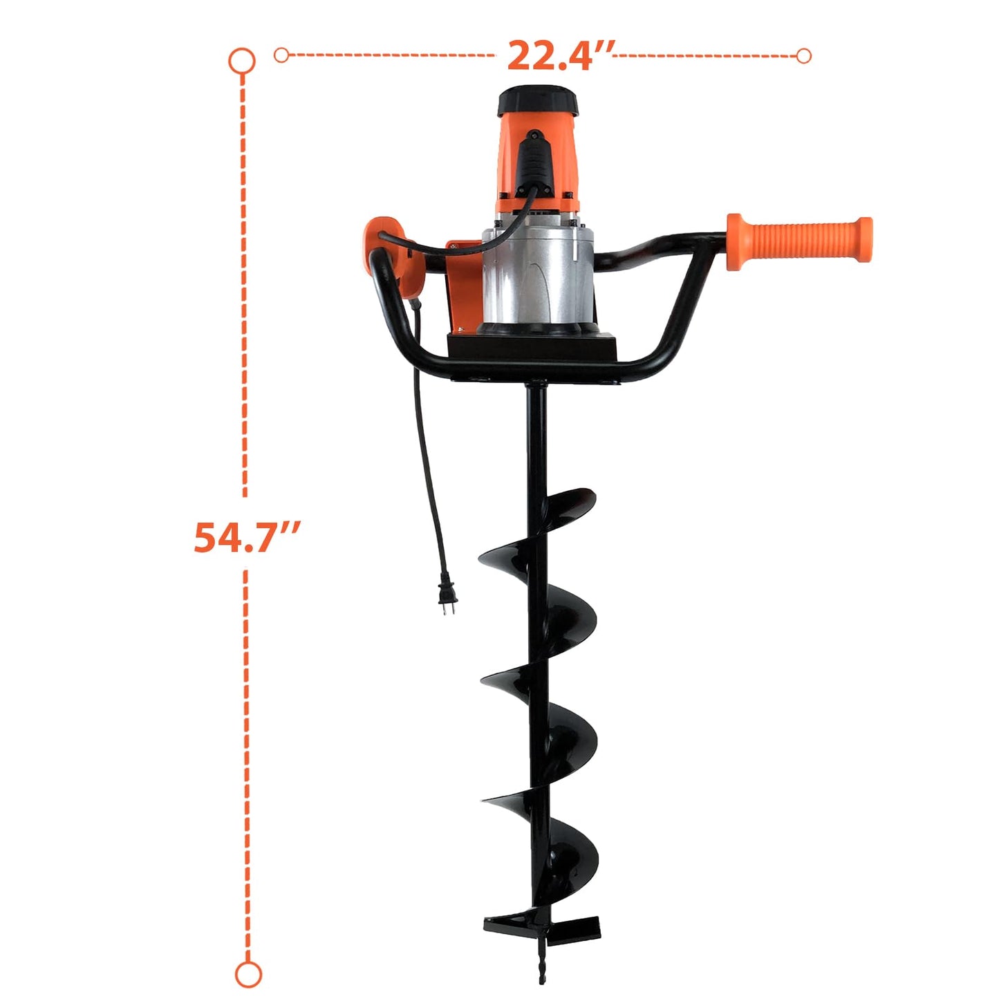 HIGOSPRO 1500W Electric Post-Hole Digger, 6-Inch & 4-Inch Auger Bit Earth Auger, Ideal for Post Hole Digging, Drilling, Tree Planting（No Bag）
