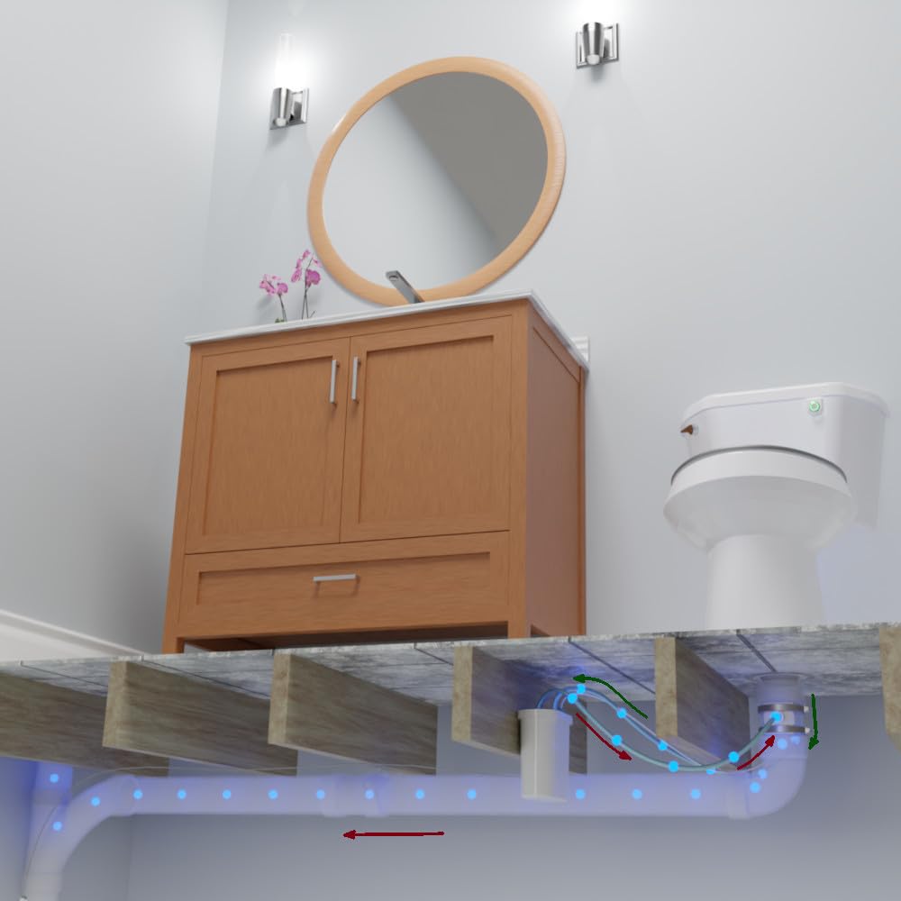 Potty Sniffer Toilet Ventilation System, Odorless Toilet Conversion, FULL OPTIONS KIT for Standard Overflow Pipe Equipped Toilets, Eliminates Embarrassing Toilet Odor Permanently
