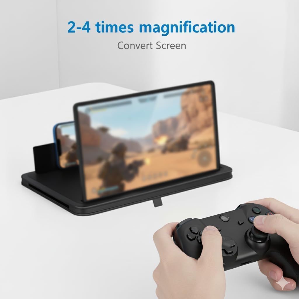 AIPULL 3X 12 Screen Magnifier for Cell Phone, Acrylic Phone Screen Enlarger with Adjustable Stand, Foldable Hands-Free