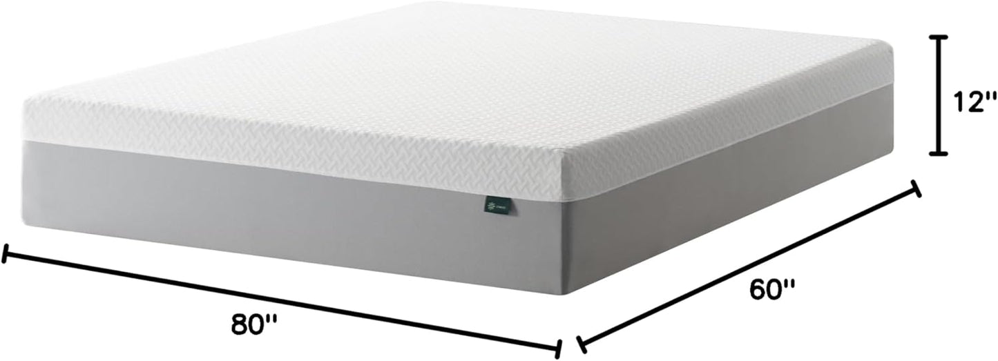 Zinus 12 Inch Green Tea Memory Foam Mattress - Queen Size, Fiberglass Free, Medium Feel, Breathable Design