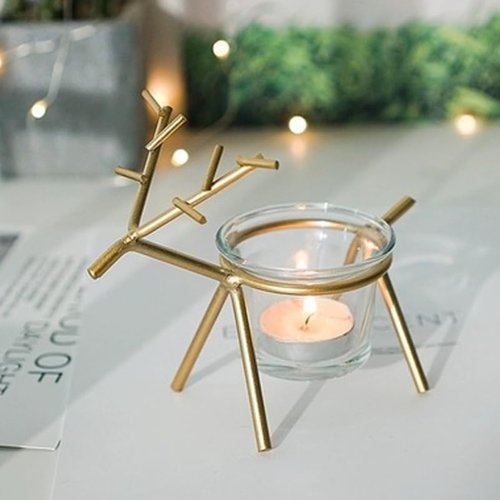 Cabilock Christmas Reindeer Tealight Candle Holders - Elegant Glass Deer Stands for Festive Home Decor