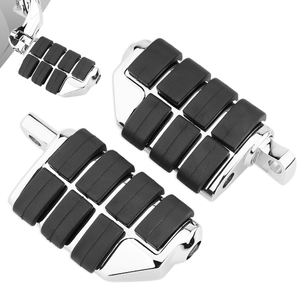 TSUNG Motorcycle Foot Pegs – Male Mount Rider/Passenger Footrests, Wide Higway Foot Rest Pedal Fit for Most V-Twin, Cruiser & Touring Motorcycles (Chrome)