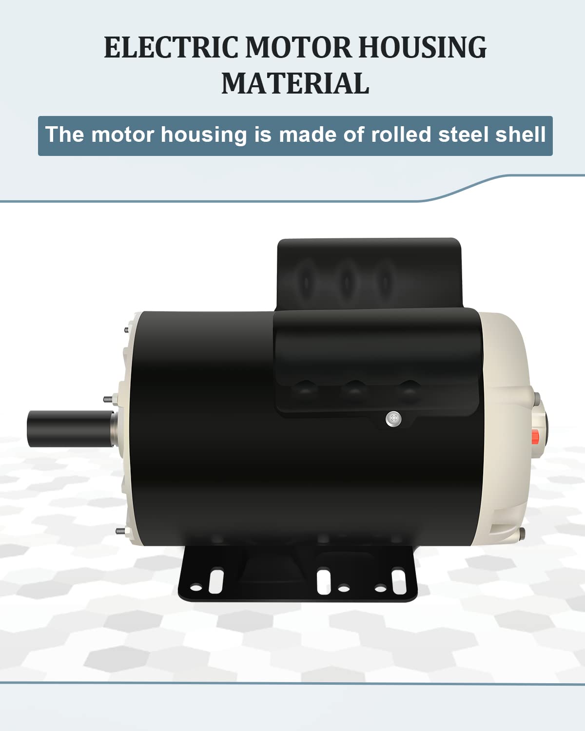 Air Compressor Motor 5HP Single Phase Electric Motor 3450RPM 208V-230V 7/8" Shaft Diameter, Commercial-Duty CCW Rotation 56HZ Frame, 2Pole