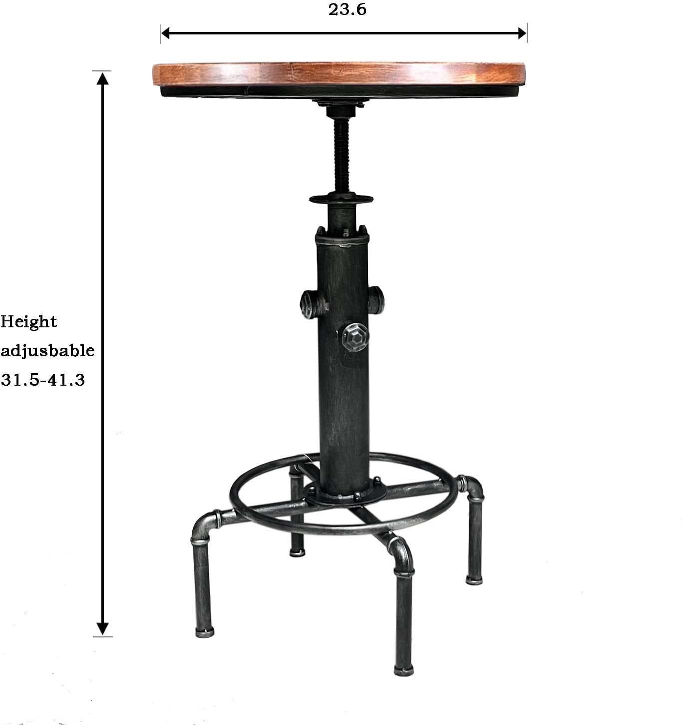 Topower Industrial Bar Table 31.5-41.3" Adjustable Pub Table Kitchen Dining Coffee Bistro Table