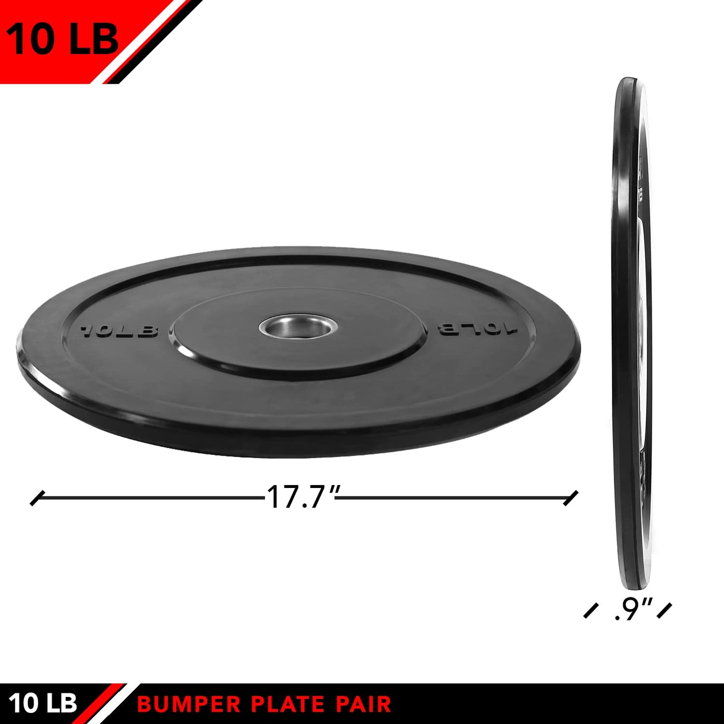 JFIT Olympic Bumper Weighted Plate 2”, Set of 2 Plates, 10 LB Pair