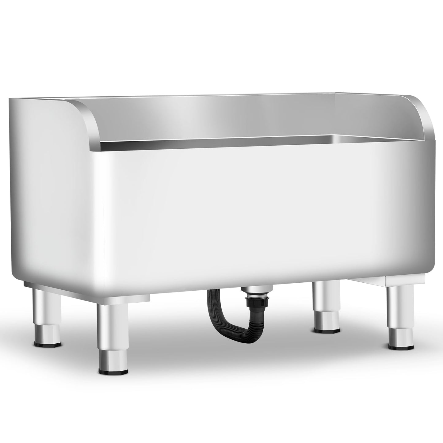 Commercial Mop Sink 304 Stainless Steel Floor Sink with Deep Basin, Anti-Splash Design & Quick Drainage Heavy-Duty Mop Service Basin for Kitchen, Laundry, Garage, Restaurant (23.6''×16.1''×21.6'')