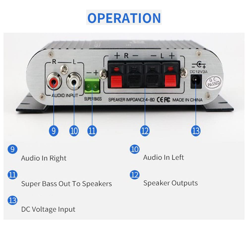2x15W 20W 2.1CH MP3 MP4 Audio Power Amplifier, + Hi-Fi HiFi Stereo Subwoofer Amp Home Bass Audio Power Amplifier
