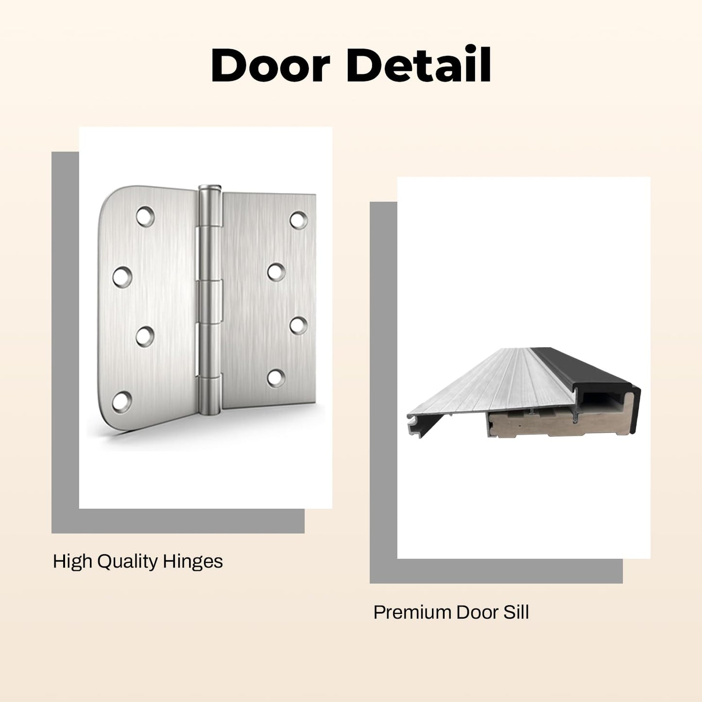 Fiberglass Exterior Front Door 36 x 80'', 8 Lite Low-E Glass Left-Hand Inswing Woodgrain Primed Knock-Down Entry Door with 4-9/16'' Brickmould and Vinyl Frame Included