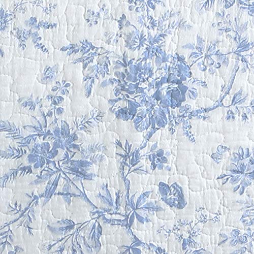 Laura Ashley - Full/Queen Quilt Set, Reversible Cotton Bedding with Matching Sham, Medium-Weight for Year Round Use, Floral Print Bed Set (Walled Garden Blue)